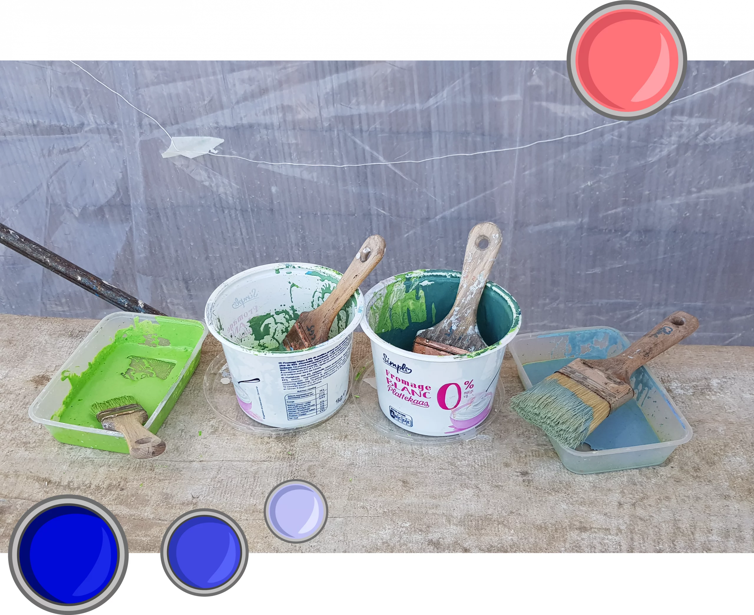 Photo des peintures naturelles de Céline Gravier, Ô Peintre Enchanteur, sur un chantier.