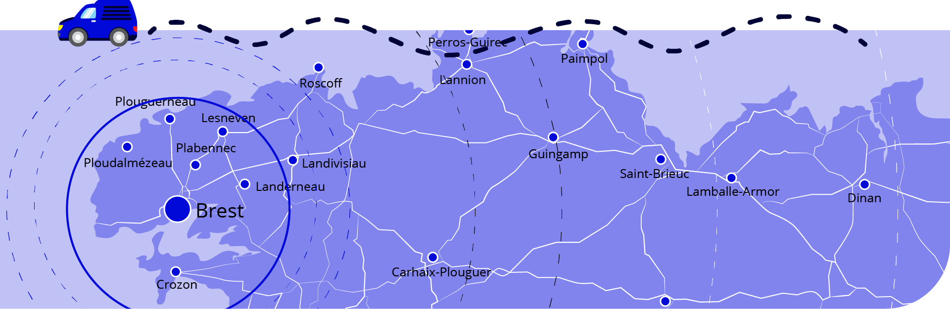 Carte de la Bretagne aux couleurs de Ô Peintre Enchanteur.