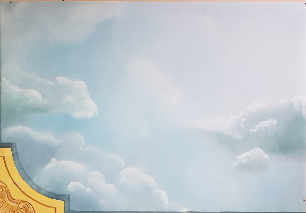 ciel à l'huile, chambre d'enfant, fait par céline gravier, ô peintre enchanteur